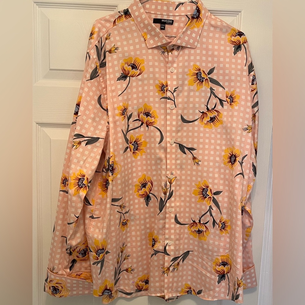 Murano Floral French Cuff Shirt EUC
